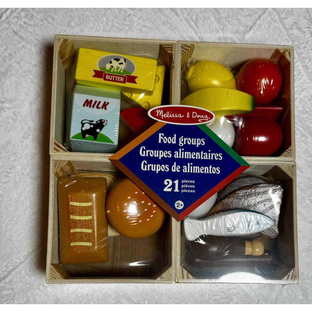 Melissa & Doug Food Groups Wooden Play Food Set – New in Packaging